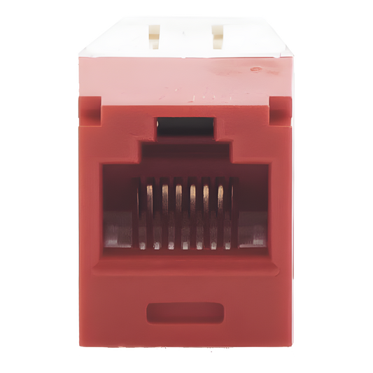 Conector Jack RJ45 Estilo TG, Mini-Com, Categoría 6, de 8 Posiciones y 8 Cables, Color Rojo