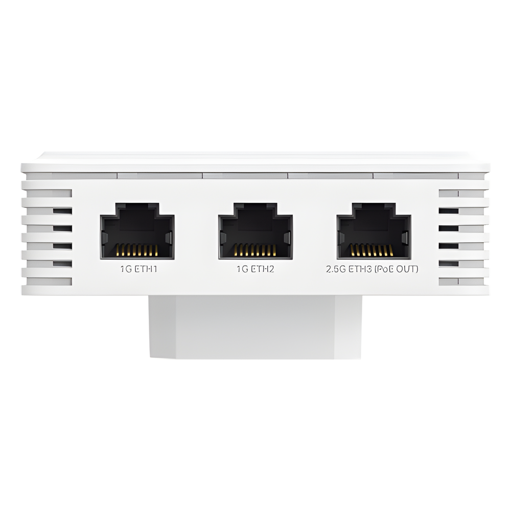 Punto de Acceso Omada / Wi-Fi 7 BE3600 MU-MIMO 2x2 / 1 Puerto Entrada 2.5 Gbps PoE ++ / 1 Puerto 2.5 Gbps PoE pass-through / 2 Puertos 1 Gbps / Mesh Omada / Operaciones Multiencale (MLO) / Configuración por Controlador o Stand-Alone / Para Montaje