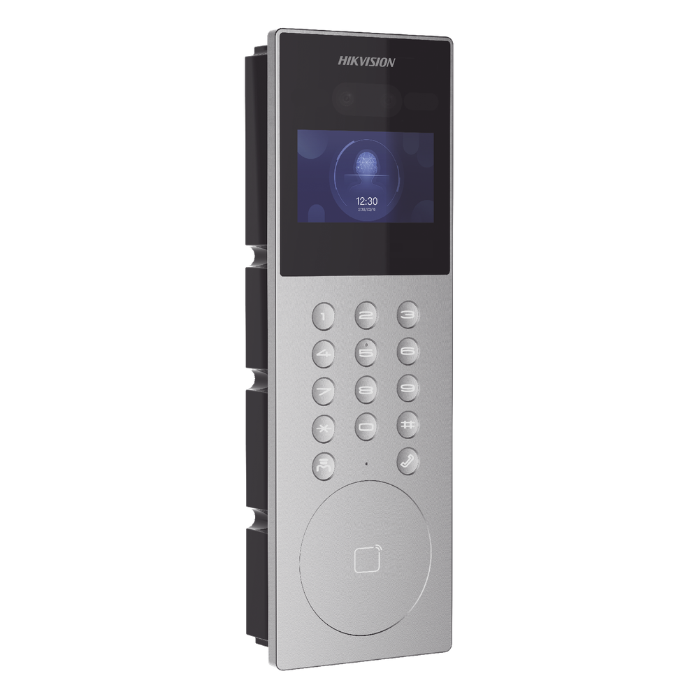 Videoportero IP Multiapartamento con Reconocimiento Facial / Llamada a App HikConnect (requiere monitor) / Protección IP65 / Apertura por Rostro, Tarjeta o App