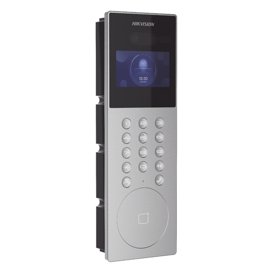 Videoportero IP Multiapartamento con Reconocimiento Facial / Llamada a App HikConnect (requiere monitor) / Protección IP65 / Apertura por Rostro, Tarjeta o App