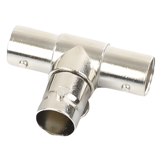 Adaptador en T para 75 Ohm de triple conectores BNC Hembras, Níquel/ Oro/ Teflón.