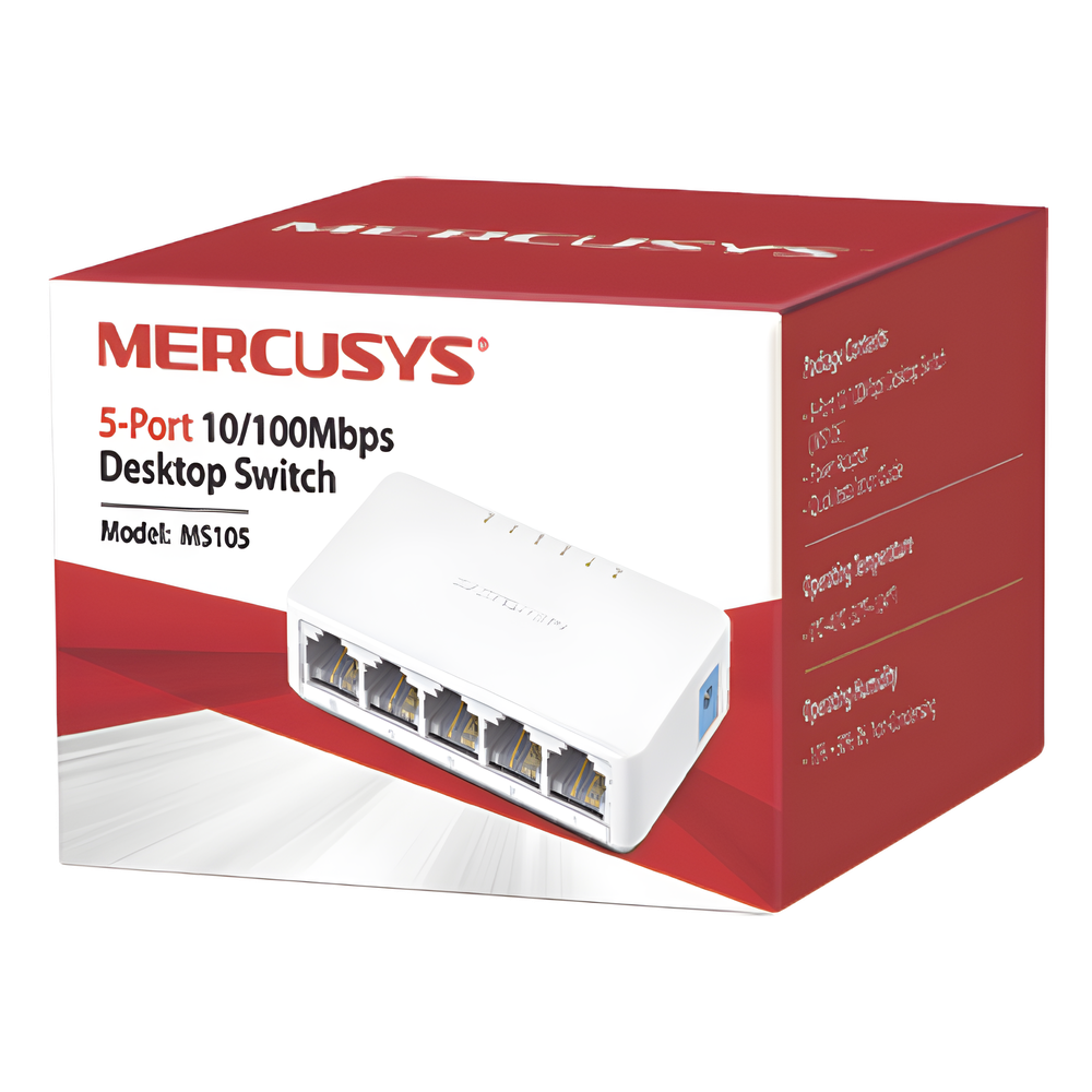 Switch NO Administrable / Para escritorio /  5 puertos 10/100 Mbps / Diseño Compacto / Plug and Play