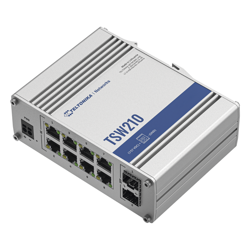Switch Industrial No-Administrable 8 puertos Gigabit, 2 SFP 1G