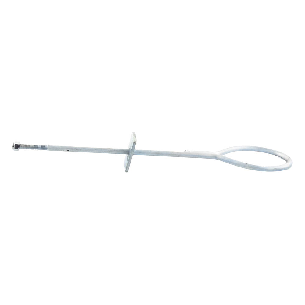 Ancla de Losa o Pared de 63-65 cm. de 13 cm diámetro de argolla. Galvanizado Electrolítico.