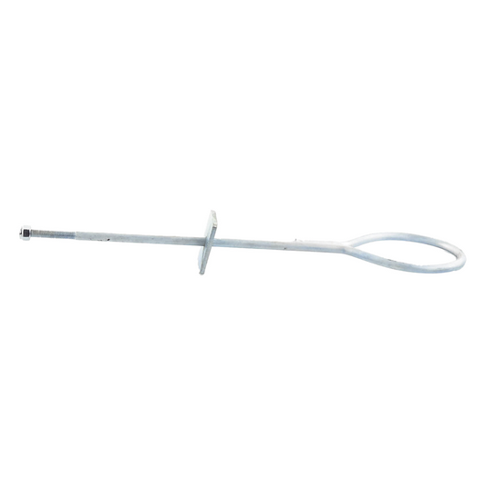 Ancla de Losa o Pared de 63-65 cm. de 13 cm diámetro de argolla. Galvanizado Electrolítico.