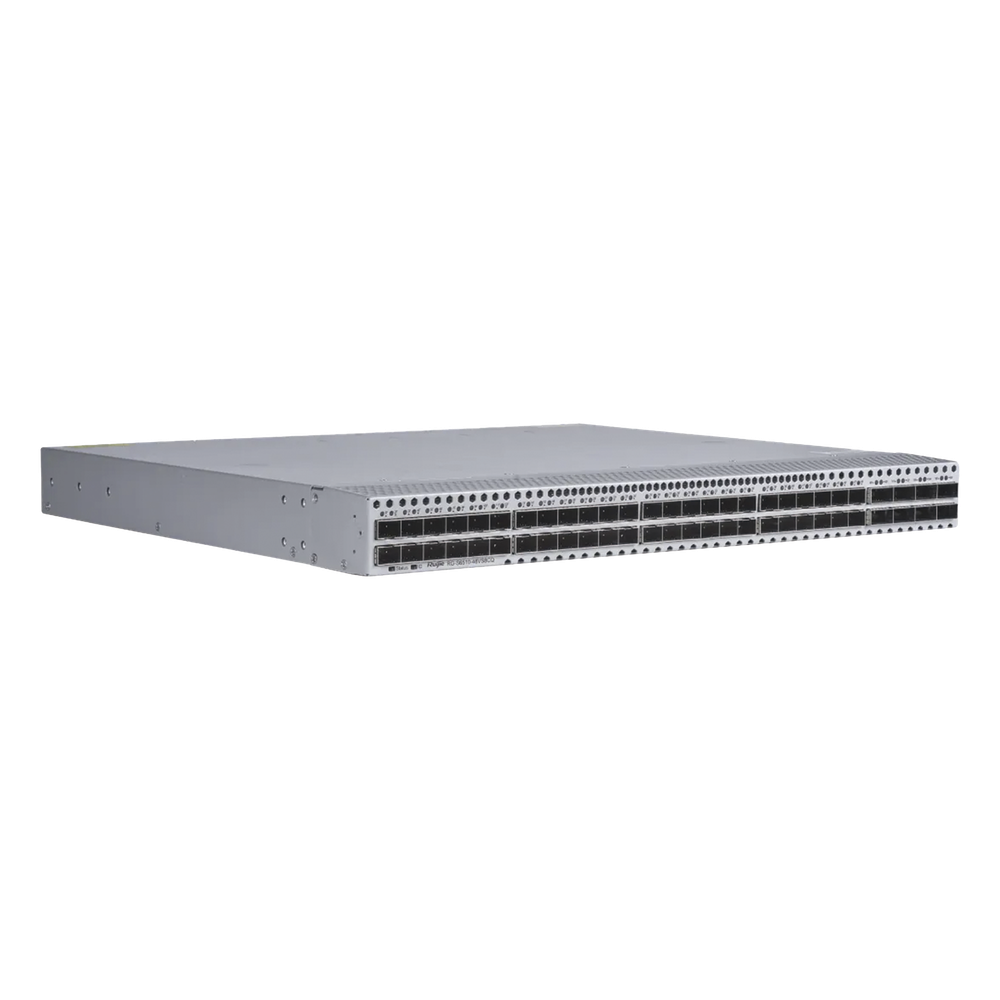 Switch Data Center 25G/100G / 48 Puertos SFP28 25G + 8 QSFP28 100G / 4.0 Tbps 2000 Mpps RDMA RoCEv2 / Capa 3 VXLAN EVPN Spine-Leaf BGP OSPF / M-LAG PFC ECN Lossless Ethernet / 1 RU Fuentes 1+1 Hot-Swap