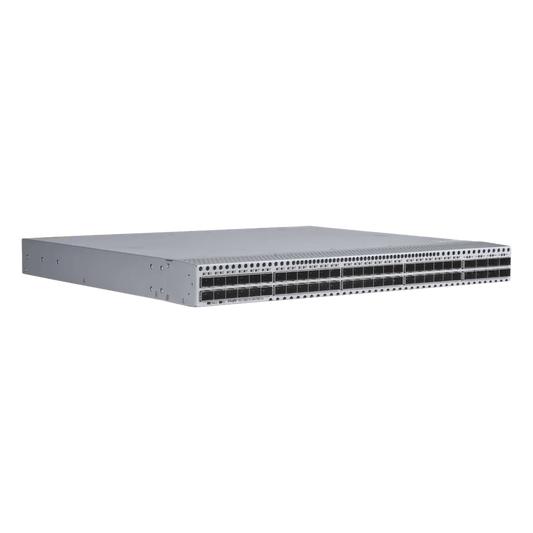 Switch Data Center 25G/100G / 48 Puertos SFP28 25G + 8 QSFP28 100G / 4.0 Tbps 2000 Mpps RDMA RoCEv2 / Capa 3 VXLAN EVPN Spine-Leaf BGP OSPF / M-LAG PFC ECN Lossless Ethernet / 1 RU Fuentes 1+1 Hot-Swap