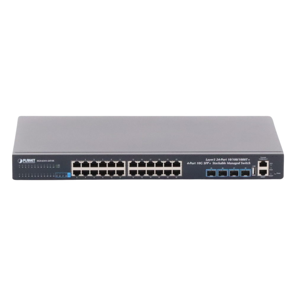 Switch Administrable Capa 3, 24-Puertos 10/100/1000T + 4-Puertos 10G SFP+, Apilable