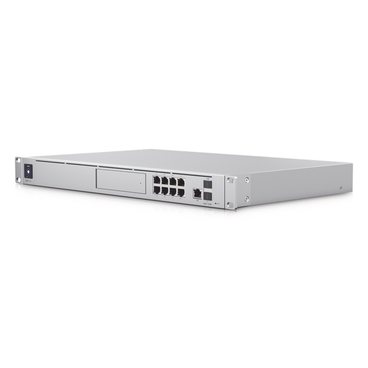 UniFi OS Console: Dream Machine Special Edition, 8 puertos LAN RJ45 con POE, 1 LAN SFP+, 1 WAN 2.5G RJ45  y 1 WAN SFP+, 128 GB de memoria interna. Todas las aplicaciones UniFi integradas