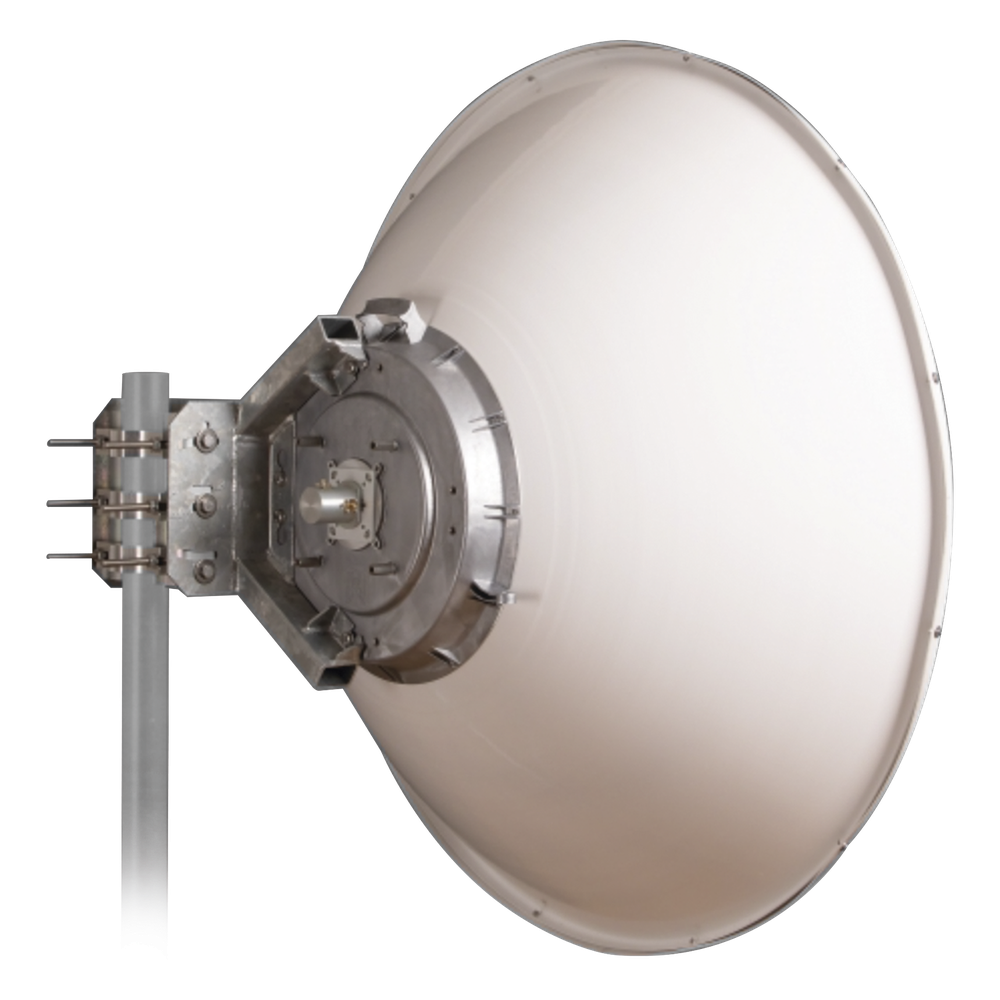 Antena Direccional de Alto Rendimiento / 35.5 ± 1 dBi  / 4 ft / 5.9-7.125 GHz / Conectores RP-SMA / Alto Aislamiento al Ruido / Fácil Montaje y herraje de acero inoxidable /  Radomo Incluido