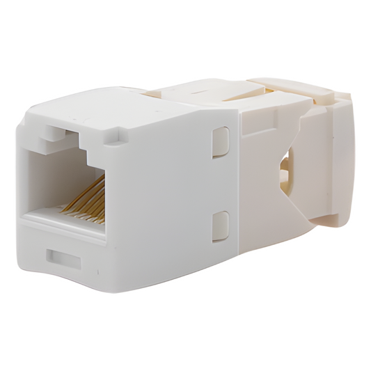 Conector Jack RJ45 Estilo TG, Mini-Com, Categoría 6, de 8 Posiciones y 8 Cables, Color Blanco