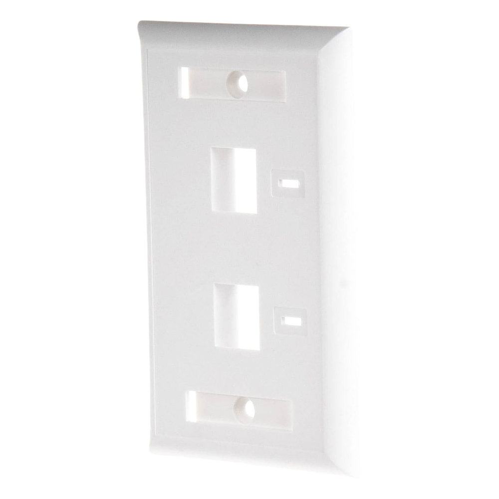 Placa de Pared de 2 Puertos, Keystone, con Espacio para Etiqueta, Color Blanco