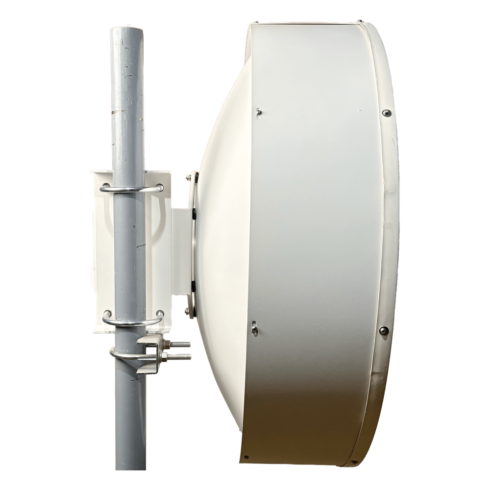 1 Antena Direccional Dual-Polaridad MLO Alto Rendimiento / diámetro  de 39.6 cm / 4.9-7.2 GHz / Ganancia 27 dBi / SLANT de 45 ° o 90 °  / Conector N-Hembra / Montaje, jumpers y radomo incluidos.