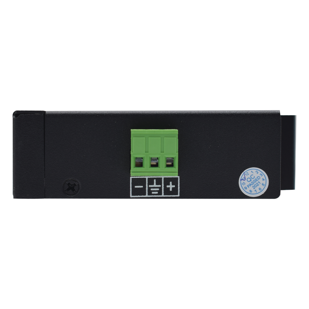 Inyector PoE Industrial / DC entrada 12-57V / PoE salida de Hasta 90W / Carcasa de Metal / Riel DIN / Aplicaciones CCTV