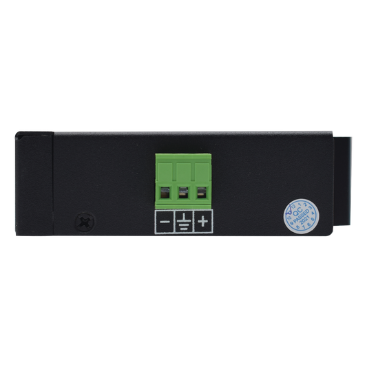 Inyector PoE Industrial / DC entrada 12-57V / PoE salida de Hasta 90W / Carcasa de Metal / Riel DIN / Aplicaciones CCTV