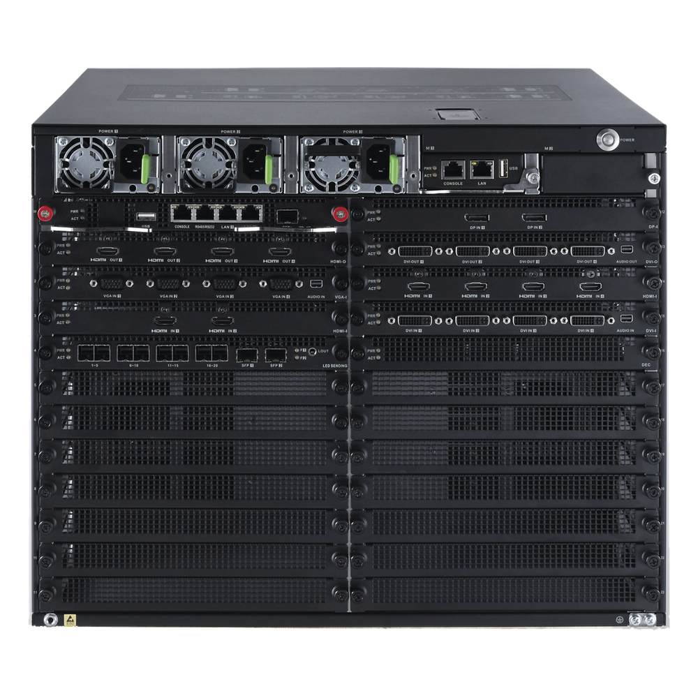 Controlador de Videowall / 23 Slots / 8U Rack / 10GbE / LCD y LED / 16 Divisiones por Salida / Cliente Multiplataforma