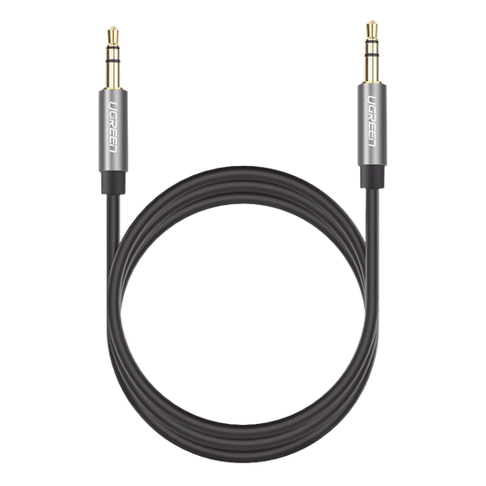 Cable Auxiliar 5 Metros / Conector 3.5mm a 3.5mm / Macho a Macho / Cubierta de TPE / Carcasa de Aluminio / Color Negro