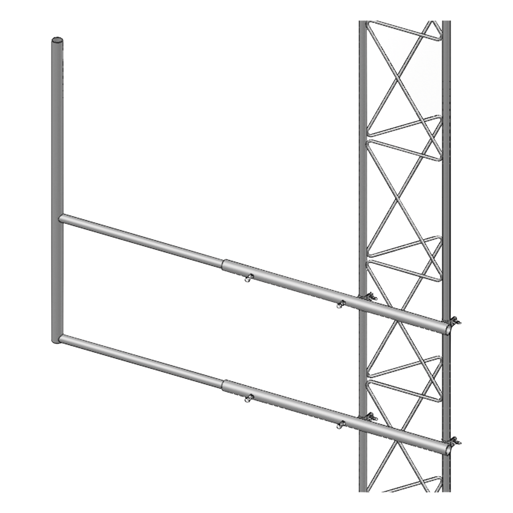 Brazo tipo "F" para tramos STZ-45G, galvanizado por inmersión caliente.