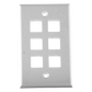Placa de Pared de 6 Puertos, Keystone, Color Blanco