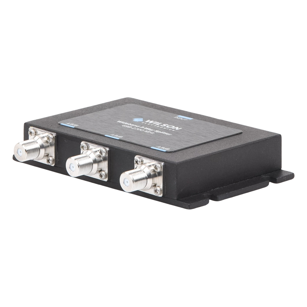 Divisor de potencia de 3 vías para la distribución de señal a tres antenas de servicio | 4.8 dB de pérdida por puerto | Conectores F hembra
