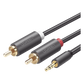 Cable Adaptador de 3.5mm Macho a 2 RCA Macho / 3 Metros (9.84 Pies) / Color Gris / Blindaje Múltiple / ABS / Alta Calidad
