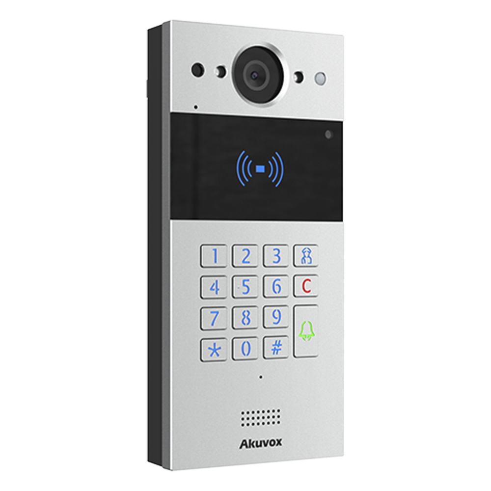 Videoportero SIP / Teclado y Lector de Tarjeta / Notificación App / Notificación Llamada Telefónica / Configuración en la Nube / POE / IP65 / Cámara de 2 MP / NFC / PIN Temporal para Visitas / Control de 2 Puertas