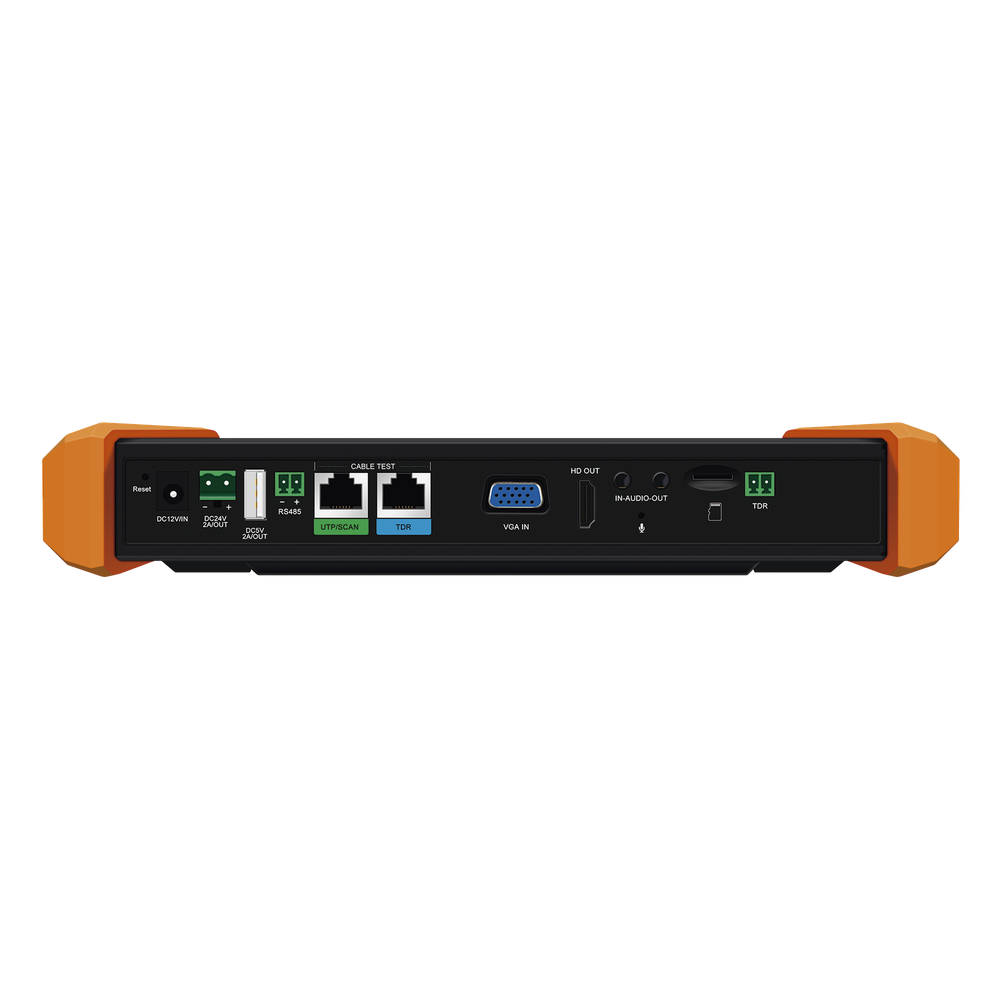 Tester Profesional Multifunción | Pantalla Táctil 7" | Láser Integrado | Cámara Integrada | Prueba IP/HD Coaxial | 4K/8K | H.265/H.265 | ONVIF | WiFi | Analizador de Cable | Medidor de Potencia Óptica y Red | TDR |