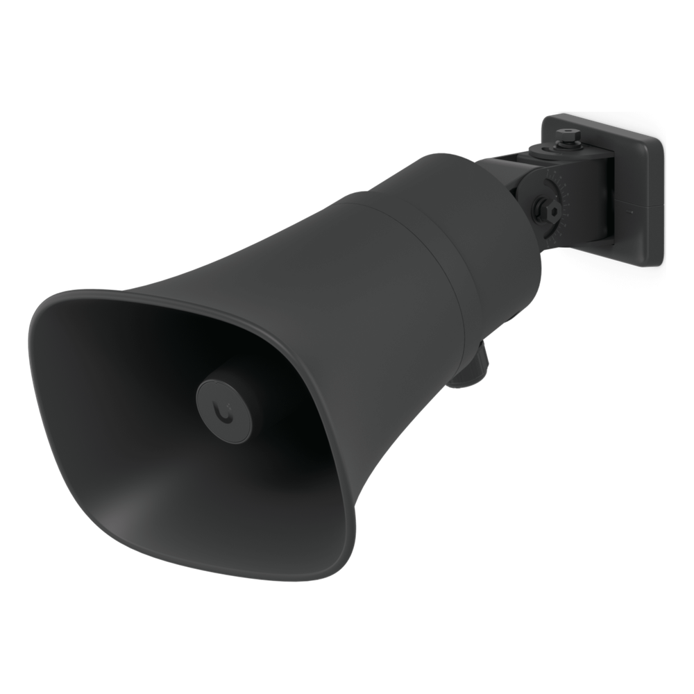 UniFi Protect AI Horn Speaker, Altavoz IP 120 dB, PoE+, Alerta AI Avanzada, Montaje Pared, Esquina y Poste, IP66, Color Negro