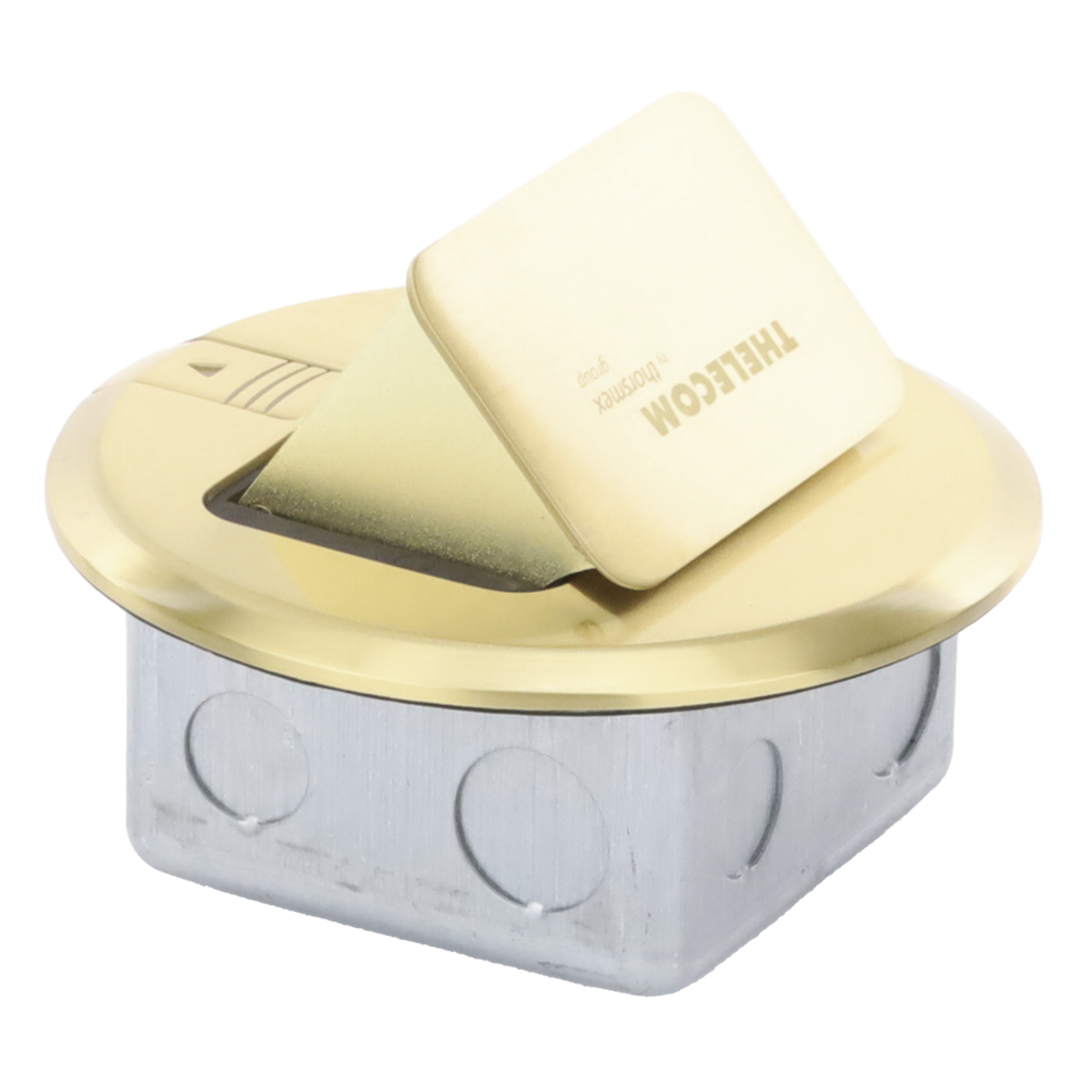 Mini Caja de Piso Redonda para Datos o Conectores Tipo Keystone, Color Bronce (3 Contactos) (11000-12102)