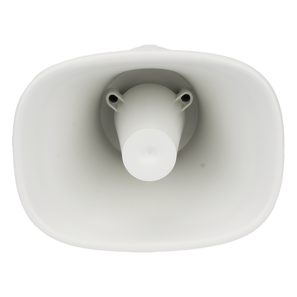 Bocina (Altavoz IP ) | Tipo Trompeta | 25 Watts | No requiere amplificador | 24VCD | Exterior IP67 | Metal | Entrada de alarma | Voceo en tiempo real | Calendarización de audios | Síntesis de Voz (TTS)