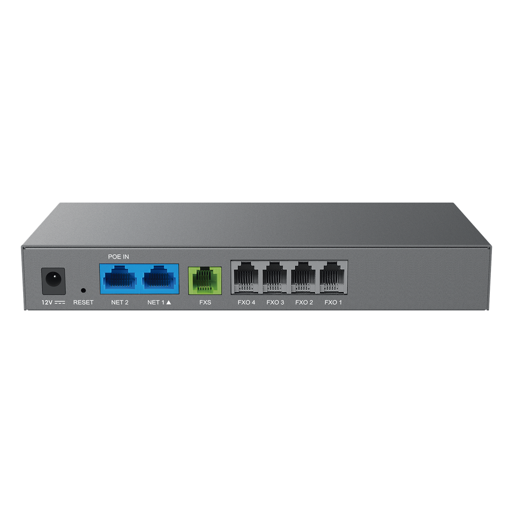 Gateway Analógico 4 FXO (Conectar Lineas Analógicas) / Puertos FXO y FXS / 3 Perfiles SIP / NAT / PoE / TR069 / Fax T.38 / 3 Vías Conferencia / AES / Failover SIP