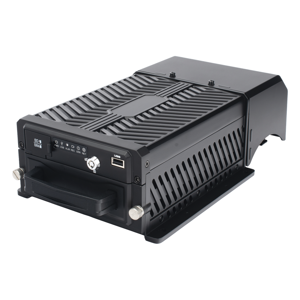 DVR Móvil / Multiplataforma / 4 Canales AHD 2 Megapixel + 4 canales IP / Almacenamiento en HDD / H.265 / Soporta 4G / WiFi / GPS