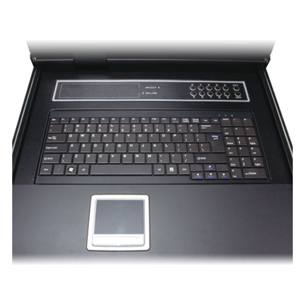 Switch KVM con Monitor de 17"con Teclado y Trackpad para Rack de 1U de Cuatro Postes, 8 Puertos VGA Para Acceder y Controlar Hasta 8 Computadoras Desde una Sola Consola