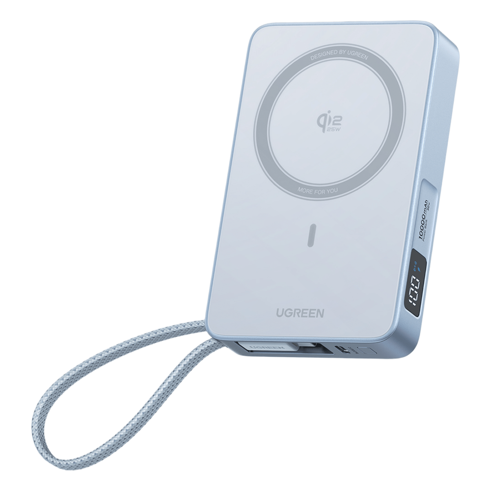 Powerbank  Magnético Inalámbrico / 10000 mAh 36 Wh / 30W USB-C PD3.0/PPS/UFCS + Cable Integrado 60W / Carga Inalámbrica 25W Qi2.2 MPP / Magnético 8N / Pantalla LED / 254 g