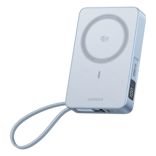 Powerbank  Magnético Inalámbrico / 10000 mAh 36 Wh / 30W USB-C PD3.0/PPS/UFCS + Cable Integrado 60W / Carga Inalámbrica 25W Qi2.2 MPP / Magnético 8N / Pantalla LED / 254 g