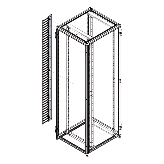 Organizador Vertical de Cables Rack 48 UR / Acero Negro / Sección 95x208 mm / Capacidad 726 Cables / Fijación Flecha 1.75 pulg