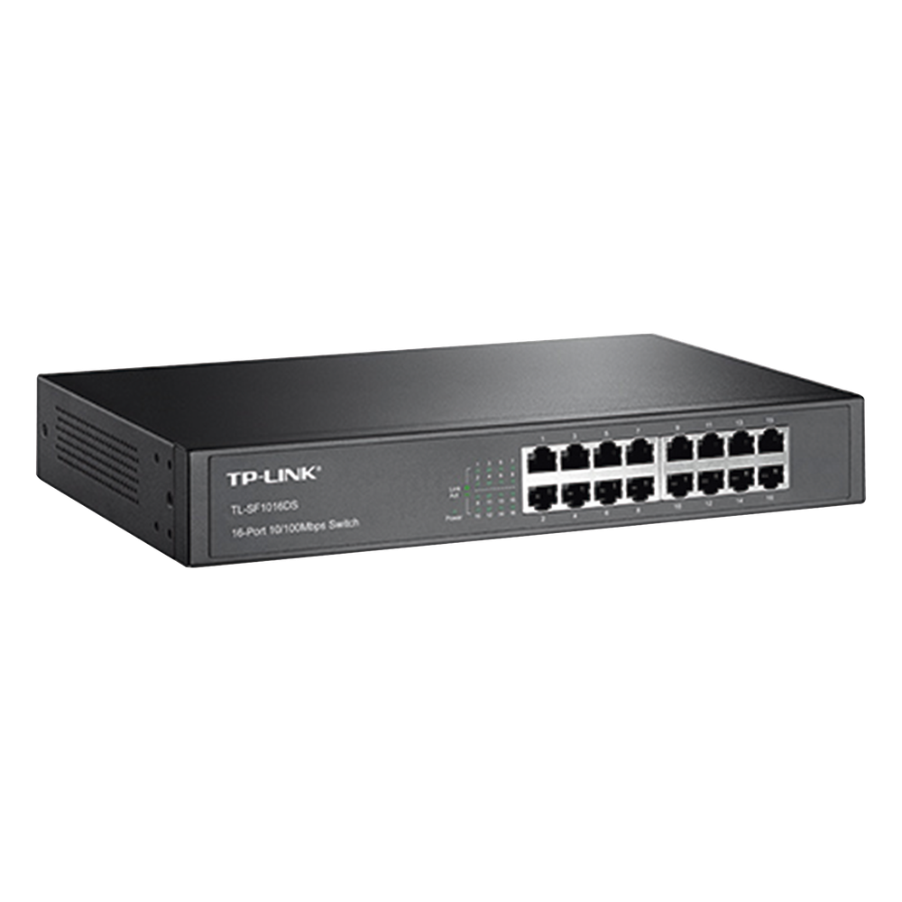 Switch no administrable de 16 puertos 10/100 Mbps de escritorio y para montaje en rack