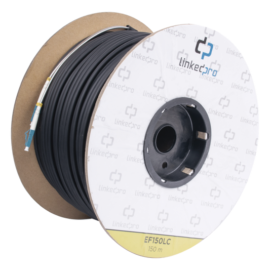 Carrete de Fibra Óptica Monomodo con Conectores LC-LC Duplex, Reforzada con Kevlar, de 150 Metros (492.13 Pies), Para Instalaciones Subterráneas por Tubería