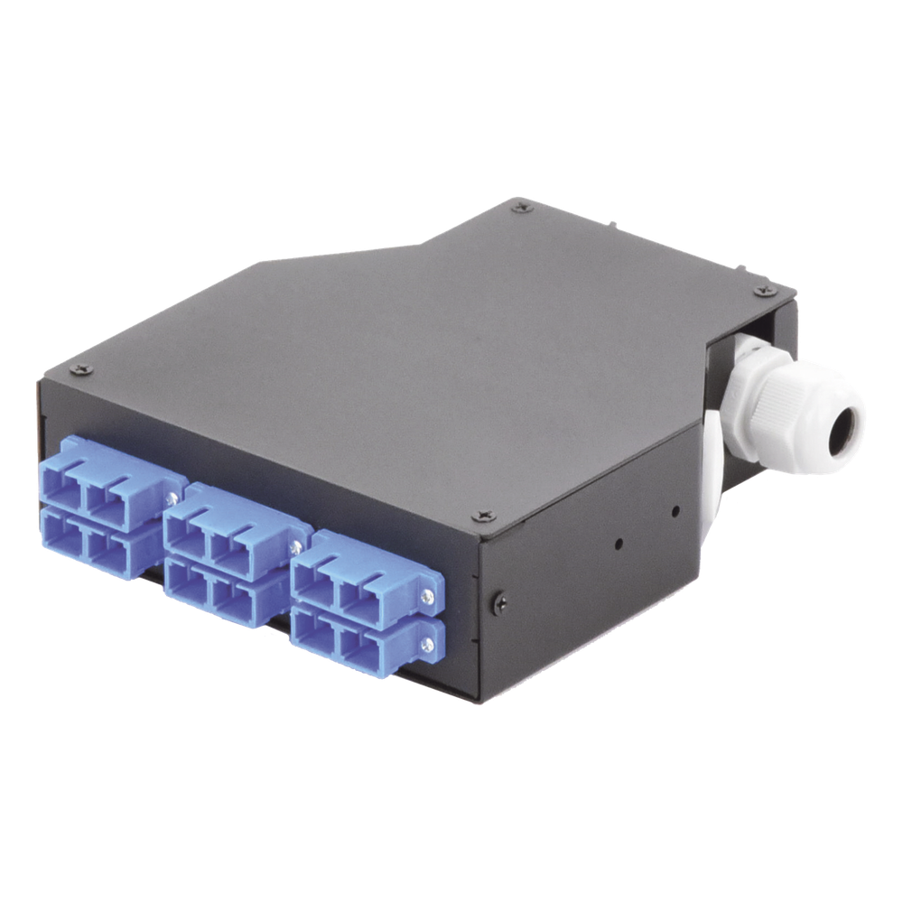 Distribuidor de Fibra Óptica para Riel Din, 6 Acopladores SC/UPC Duplex Monomodo con Charola de Empalme