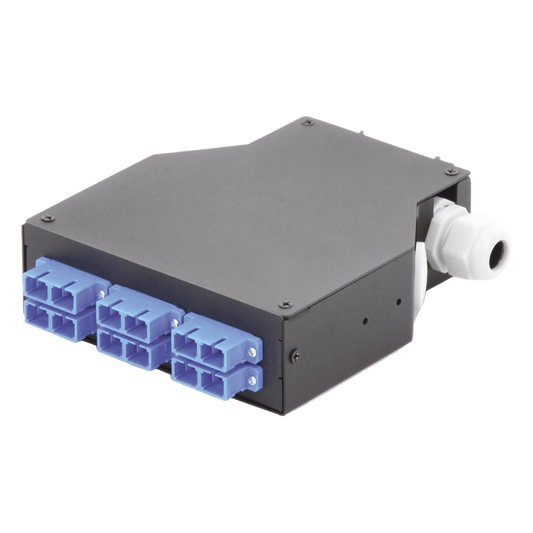 Distribuidor de Fibra Óptica para Riel Din, 6 Acopladores SC/UPC Duplex Monomodo con Charola de Empalme