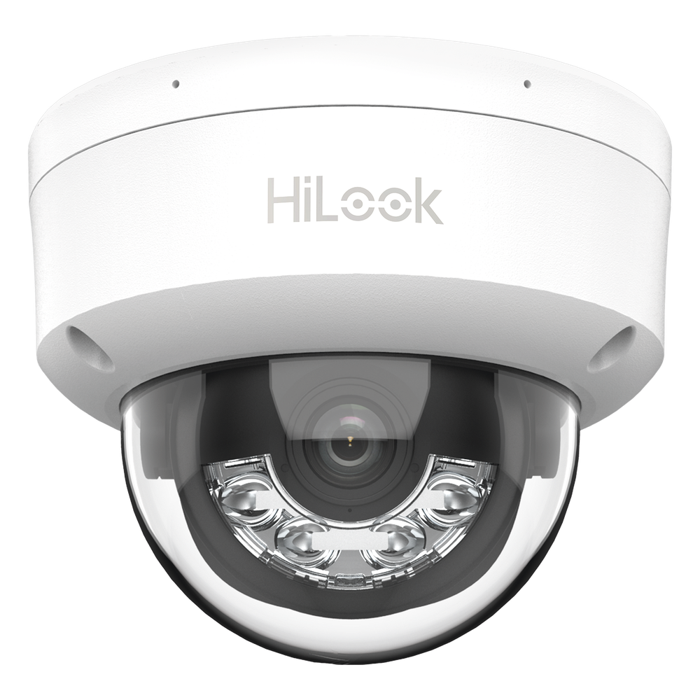 [Dual Light] HiLook Series / Domo IP de 4 Megapixel / Uso en interior / Lente 2.8 mm / 20 mts IR + 20 mts Luz Blanca / Micrófono Integrado / ACUSENSE Lite / PoE / dWDR / H.265+ / ONVIF