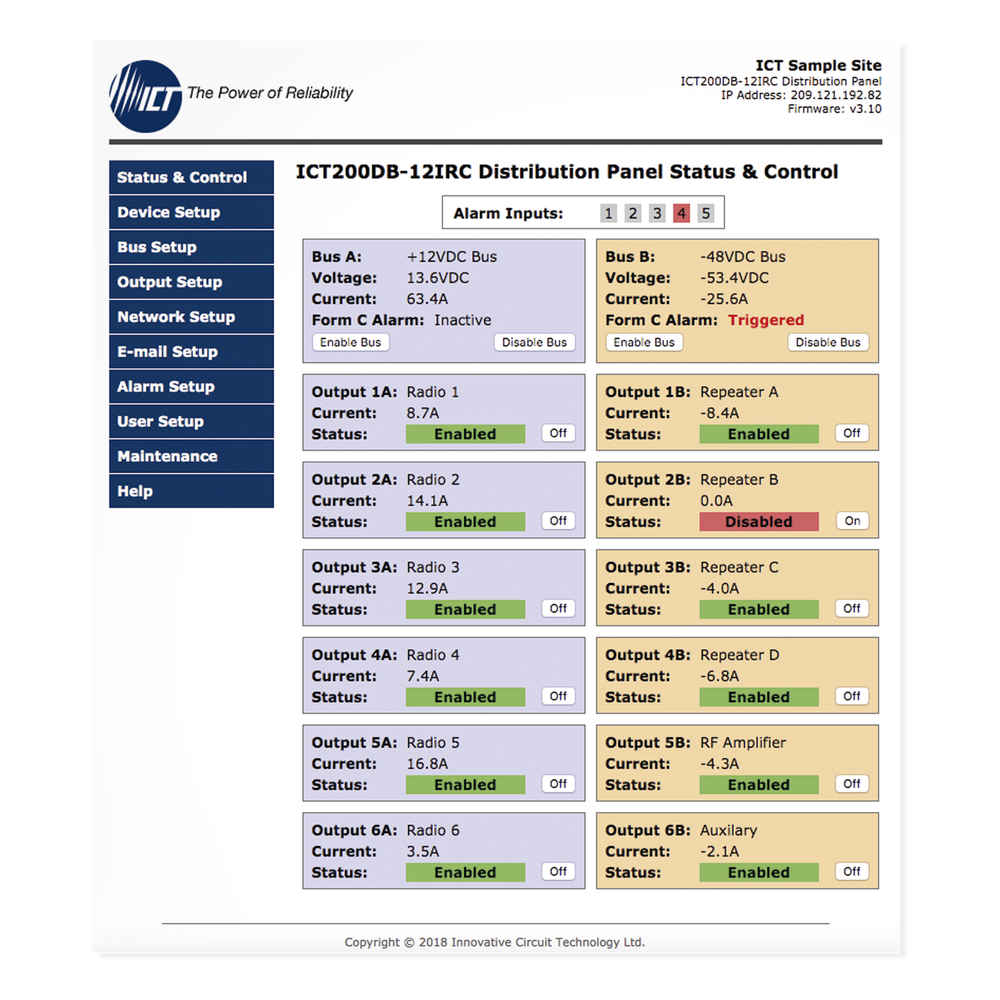PDU Administrable IP, 12 Salidas para Brakers (No incluidos), Control de Energía Remoto, Doble Bus Inteligente de Distribución CD, Aplicaciones 12,24 y 48 Vcc.