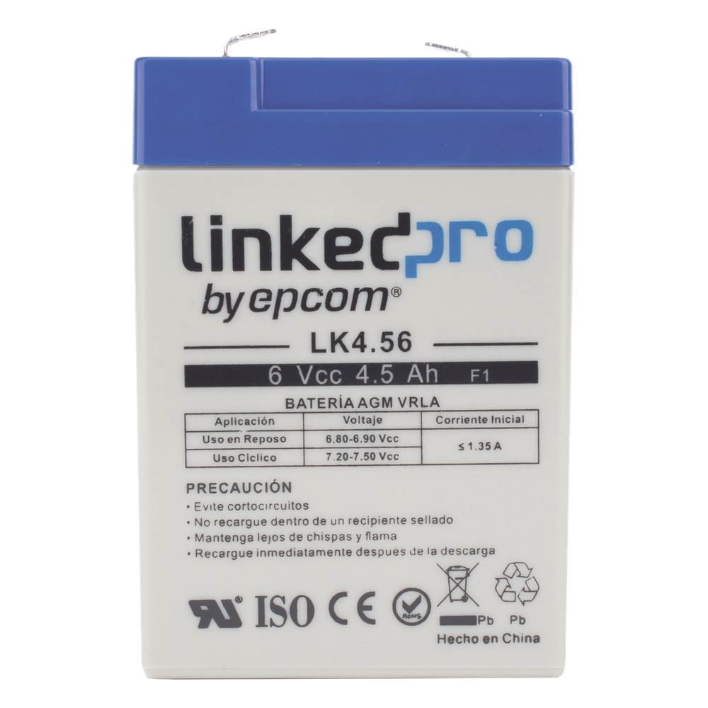 Batería de respaldo 6 V | 4.5 Ah | AGM | Especial para Seguridad Electrónica | UPS  | Sistemas de Emergencia  | Vida útil 5 años | Terminales F1