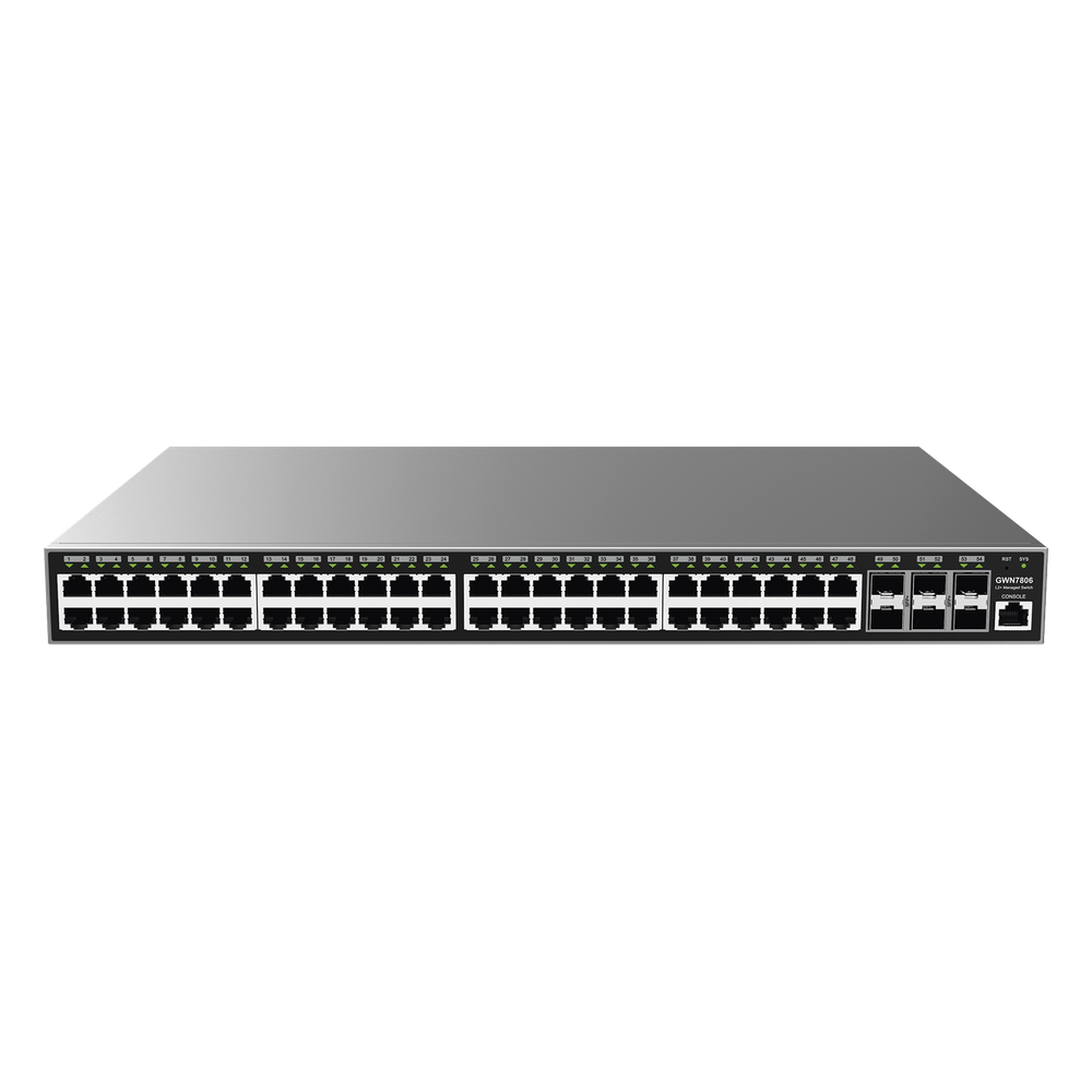 Switch Gigabit  Administrable / 48 puertos 10/100/1000 Mbps + 6 Puertos SFP+ / Compatible con GWN Cloud.