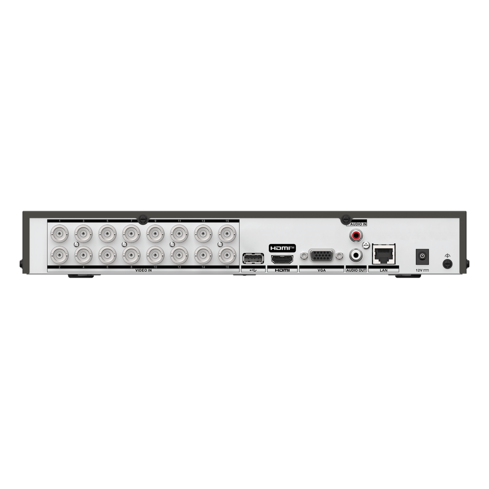 DVR 16 Canales TurboHD + 16 Canales IP / 8 Megapíxel (4K) / Audio Bidireccional / ACUSENSE Lite / 1 Bahía de Disco Duro / H.265+ / Salida en Full HD