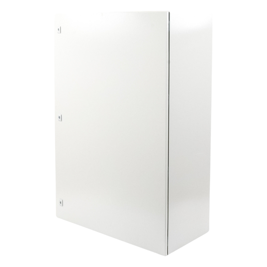 Gabinete de Acero IP66 Uso en Intemperie (800 x 1200 x 400 mm) con Placa Trasera Interior Metálica y Compuerta Inferior Atornillable (Incluye Chapa y Llave).