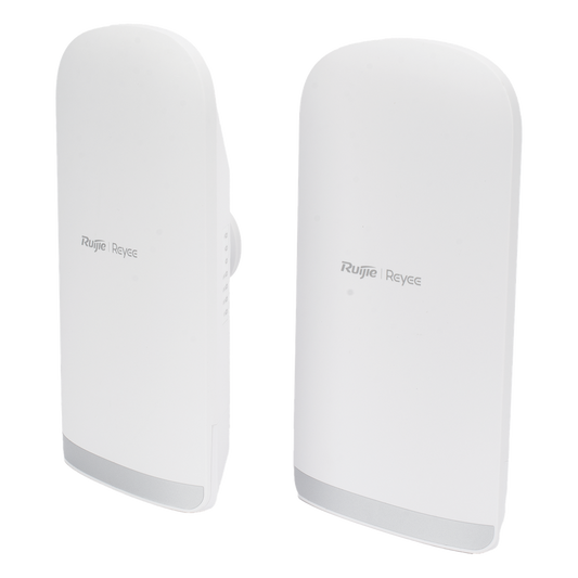 Kit Punto a Punto Ruijie RG-EST350G / Wi-Fi 5 (802.11ac Wave2) 867 Mbps / Antena 16 dBi MIMO 2x2 MU-MIMO / 3 Puertos Gigabit / Alcance 5 km (16,404 ft) / IP55 / Administración Cloud