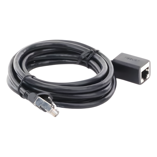 Cable de Extensión Cat6 RJ45 F/UTP / Macho a Hembra / 2 Metros (6.56 Pies) / Método de Conexión 568B / Velocidad de Transmisión 1000Mbps / Ancho de Banda del Canal 250MHz / Caja de Cobre / Negro