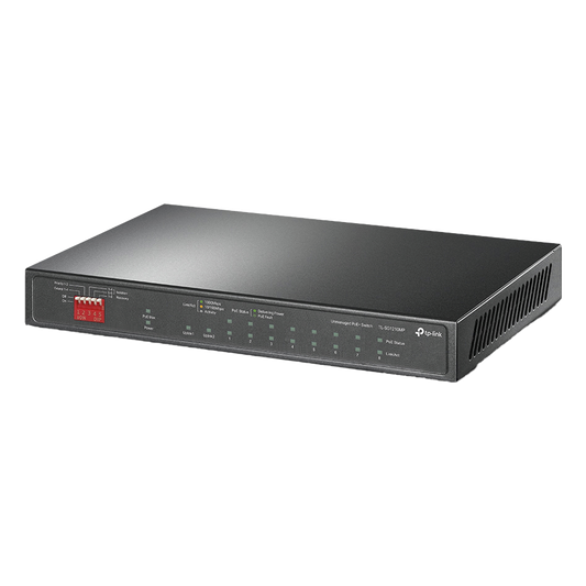 Switch PoE+ No Administrable De Escritorio 10 Puertos / 8 puertos 10/100/1000 Mbps PoE af/at Inteligiente / Presupuesto 123 W / Modo Extendido hasta 250 metros