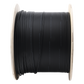 Carrete de 1 km de Fibra Óptica Aérea Mini Figura 8 G.657A2 Tipo Drop, Monomodo de 2 Hilos (Bifibra), Diseñada para Fusionarse, Color Negro, Span 80, (No Soporta Conectores Mecánicos)